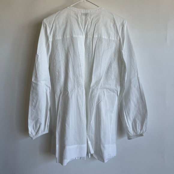 Portray Berlin Womens White Long-Sleeve Button-Up Embroidered Tunic Top Sz GB 10 - Picture 2 of 10